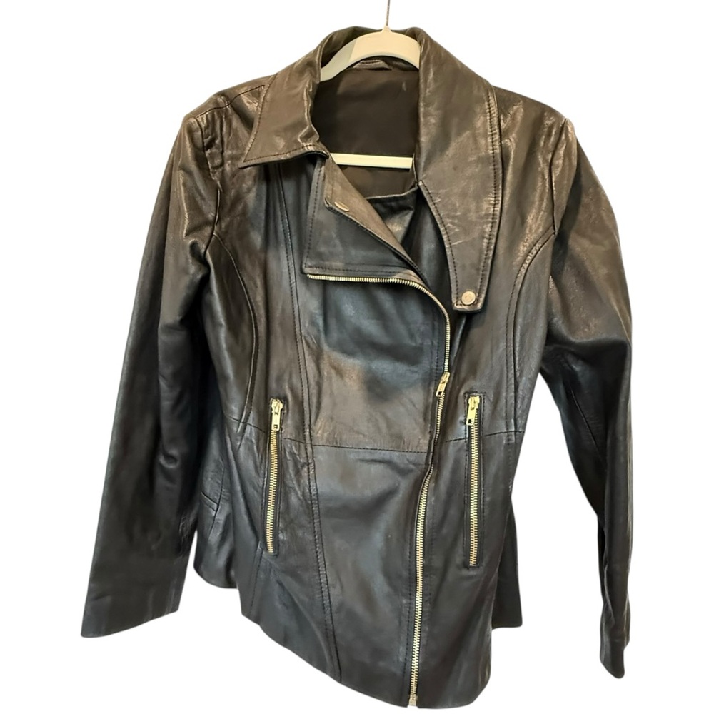 Women's Black Leather bike jacket